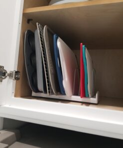 YouCopia StoreMore Adjustable Bakeware Rack, Cookie Sheet Baking Pan and Tray Organizer for Kitchen Cabinet and Pantry Storage, Standard, White 26 61sKW5VuxyL