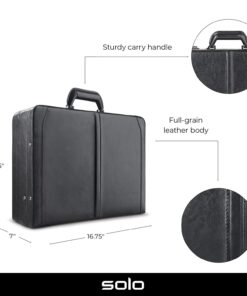 Alternative view of Solo Broadway Premium Leather Attaché Briefcase With Combination Locks, Black