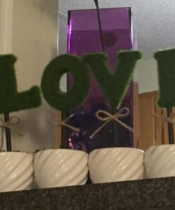 MyGift Set of 4 Decorative Artificial Sculpted Topiary Hedge Planter with Lettering That Spell Love in White Ceramic Pots 34 61sMLeYkiZL