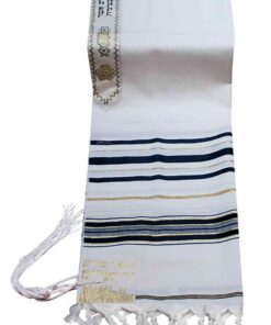 52" x 71" Traditional Jewish Kosher Tallit / Tallis / Talit / Talis Prayer Shawl Made in Israel - White, Black and Gold