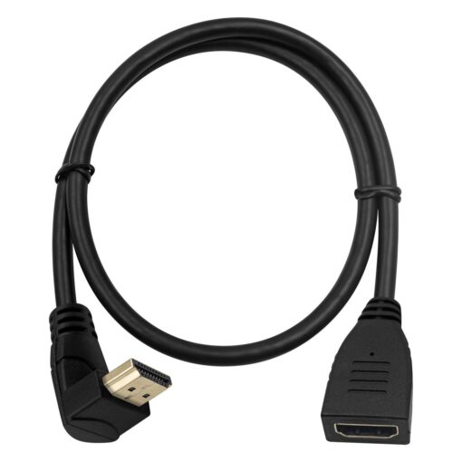 Poyiccot HDMI 2.0 Extension Cable 2 Feet / 60cm, 90 Degree HDMI Extender, Down Angle HDMI Male to Female Extension Cable 60Hz, 4K * 2K Gold Plated High Speed Short HDMI Cable (F/M Down)