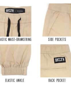 Brooklyn Athletics Men's Slim Fit Soft Twill Jogger Pants Large Khaki 12 61sQYIAmAsL 2