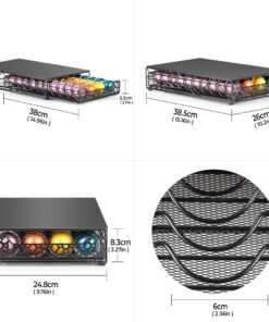 RECAPS Coffee Pod Holder Pod Drawer Storage Pods Holder Coffee Capsules Kitchen Organizer Compatible with Vertuoline Vertuo Stores 40 Capsules Black Color Cast Iron 31 61sSUDDqFyL