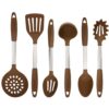 Culinary Couture 6-Piece Stainless Steel & Silicone Kitchen Utensils Set, Silicone Cooking Utensils, Heat Resistant Kitchen Cooking Utensils Set, Includes a Bonus Recipe E-Book, Brown 6 Piece - Large 10 61sSiiHh8ZL