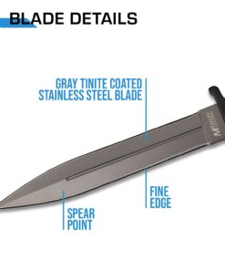 MTECH USA MT-20-77GY Double-Edged Fixed Blade Knife with Black Handle, Grey, 11.25-Inch 22 61sXW4mWCeL