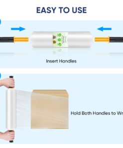 TICONN Stretch Wrap Stretch Film Roll, 1000ft 60 Gauge Industrial Strength 15 inch Wide Clear Plastic Wrap with Handles for Pallet Wrapping Shipping Moving(1pk) 1 14 61sXwRzCoiL