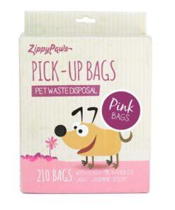 ZippyPaws - Dog Poop Pick-Up Bags, Large Strong Waste Bags with Easy-Tie Handles, Measures 14.5 Inch by 5.5 Inch - Pink, 210 Count 7 61sYW2YDfFL