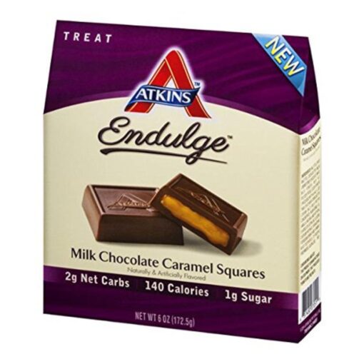 Atkins Milk Choco Caramel Squares. Delicious Low-Sugar Treats with Choco and Caramel. (15 Pieces)