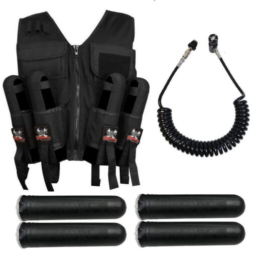 Maddog Lightweight Tactical Paintball Sport Vest | Paintball Harness Vest Holds Up to 4 Paintball Pods & 90ci Paintball Tank One Size Vest + Standard Remote & Pods