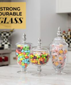 Mantello Apothecary Jars with Lids- Small Apothecary Jars, Candy Jars for Candy Buffet, 20 oz., 24 oz. and 28 oz. 27 61sdMW5oyL