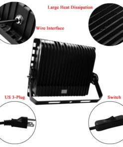 ZHMA 200W LED Flood Light Outdoor, 20000lm Super Bright Work Lights, IP66 Waterproof Security Light with Plug & Switch, 6500K White Spotlight for Garden, Yard, Garage, Basketball Court Lighting 200.0 Watts 10 61sejdTxADL
