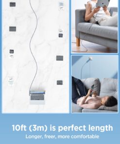 AINOPE 100W USB C to USB C Cable 10FT, USB C Charger Cable, USBC to USBC Cable Fast Type C Charging Cable Fits for iPhone 15 Pro Max Plus, MacBook Air/Pro, iPad Pro, Samsung Galaxy S23 A. 10FT Grey 1 32 61sfeEdnl7L