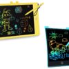 KOKODI LCD Writing Tablet 10 Inch Colorful Toddler Doodle Board Drawing Tablet, Erasable Reusable Electronic Drawing Pad, Educational and Learning Toy for 3-6 Years Old Boy and Girl(yellow&light blue)