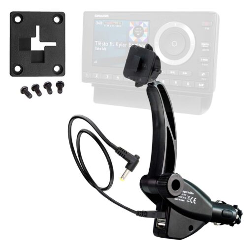 ChargerCity Dual USB Sirius XM Satellite Radio Car Truck Lighter Socket Mount w/Tilt Adjust & PowerConnect Cable Adapter for Onyx Plus EZR EZ Lynx Stratus Starmate Xpress (Vehicle Dock NOT Included)