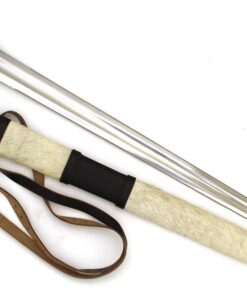 Alternative view of Medieval Warrior 10th Century Full Tang High Carbon Trondheim Viking Sword with Wooden Fur Leather Sheath