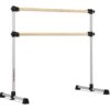 VITA Barre Portable Freestanding Double Ballet Barre, Prodigy, Wood | Adjustable Height, USA Made, Home or Gym Exercise Equipment for Kids & Adults | Dance, Fitness, Pilates Satin Silver 4 Ft 24 61sk9MkWxL