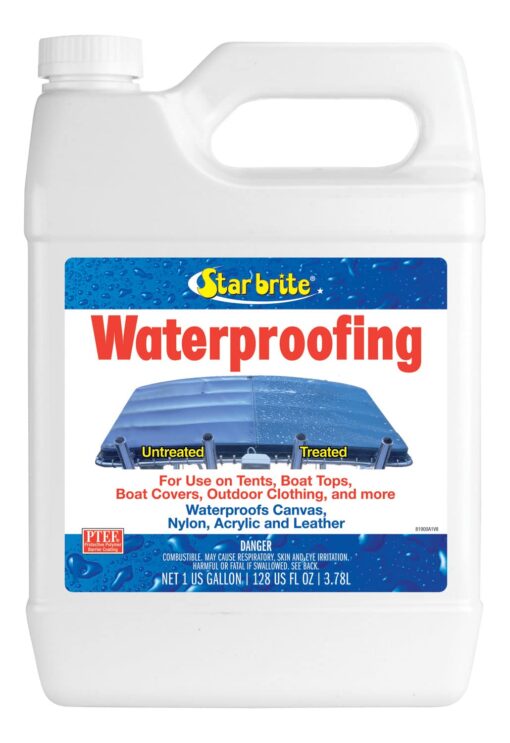 STAR BRITE Waterproofing Spray, Waterproofer + Stain Repellent + UV Protection for Boat Covers, Car Covers, Bimini Tops, Tents, Jackets, Backpacks, Boots, Awnings, Patio Covers & More 128 Oz Waterproofing Gallon Waterproofer Spray