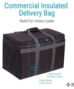 Insulated Commercial Food Delivery Bag with Side Pockets - Professional Food Warmer Portable Catering Hot Cold Meals - Thick Insulation Cooler for Grocery Shopping - 23 inches x 15 inches x 14 inches 9 61slUcGevZL