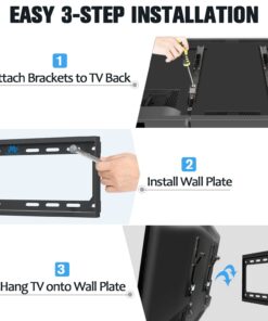 Mounting Dream Tilting TV Mounts for Most 26-60 Inch LED, LCD TVs up to VESA 400 x 400mm and 88 LBS Loading Capacity, TV Wall Mount with Unique Strap Design for Easily Lock and Release MD2268-MK 28 61slqDnNKIL