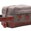 Vintage Leather Canvas Travel Toiletry Bag Shaving Dopp Kit #A001 (Grey) Grey 38 61smzafChQS
