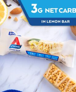Atkins Lemon Snack Bar, Made with Real Almond Butter, 1g Sugar, Gluten Free, High in Fiber, Keto Friendly, 8 Count Lemon Bar 8 Count (Pack of 1) 9 61sn3omHwL
