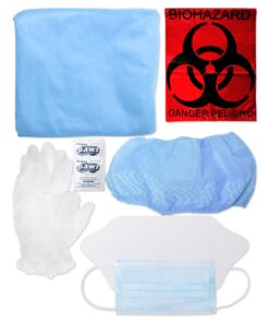 MFASCO Personal Protection Equipment Kit - Biohazard & Spill Cleanup - Complete Disposable PPE Set - Ideal for Law Enforcement or First Responders - First Aid Kit - Includes 7 Pcs Items 4 61sq Q7uyyL