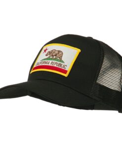 Alternative view of e4Hats.com California State Flag Patched Twill Mesh Cap One Size Black