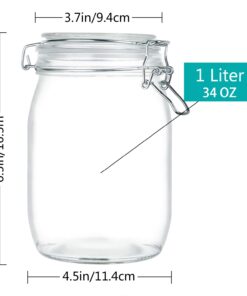 Alternative view of OAMCEG 4 Pack Wide Mouth Mason Jars - 34 OZ Airtight Glass Canning Jars with Leak Proof Rubber Gasket and Clip Top Lids, Perfect for Storing Coffee, Sugar, Flour or Sweets J-1L