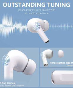 Wireless Earbuds Bluetooth Headphones with 30H Cycle Playtime Built-in Mic Stereo Earphones Sound IP67 Waterproof Sports Headsets Air Buds Pro Touch Control Smart Pop-up Auto Pairing 9 61t p9de7wL