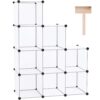 C&AHOME Cube Storage, 9-Cube Plastic Closet Cabinet Organizer, DIY Stackable Bookshelf, Modular shelving Units Ideal for Home, Office, Kids Room, 36.6"L x 12.4" W x 48.4" H Translucent White SBTM3009A Transparent White 46 61t1d8UcU7L