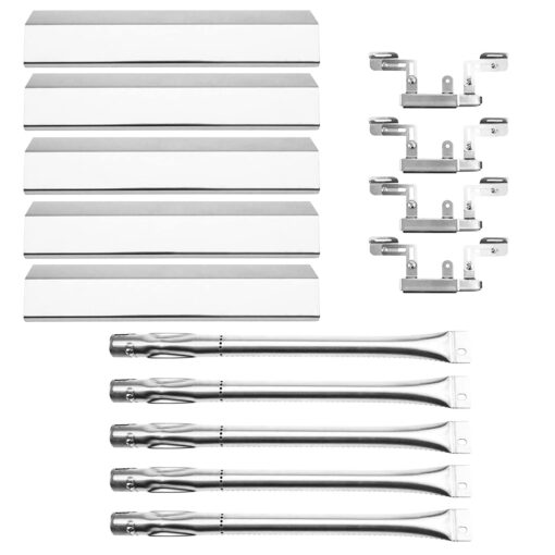 Hisencn Grill Replacement Parts for Brinkmann 810-1750-s, 810-1751-S, 810-3551-0 Gas Grill Models, Stainless Steel Grill Burner, Heat Plates, Crossover Tube for Brinkmann 5 Burner Gas Grill