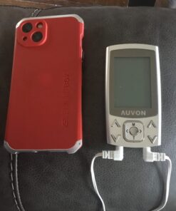 AUVON Dual Channel TENS EMS Unit 24 Modes Muscle Stimulator for Pain Relief, Rechargeable TENS Machine Massager with 12 Pads, ABS Pads Holder, USB Cable and Dust-Proof Storage Bag A Sliver 39 61t64f pL