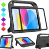 BMOUO Kids Case for iPad 10th Generation 10.9 inch 2022 - with Built-in Screen Protector, Shockproof Light Weight Covertible Handle Stand 10.9” 2022 iPad 10th Gen Case for Kids Toddlers Girls, Black