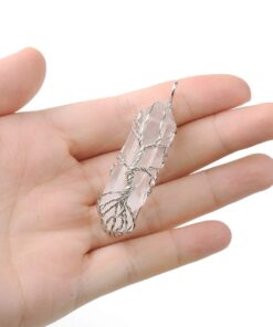 Top Plaza Natural Raw Stone Healing Crystal Necklace Silver Tree Of Life Wire Wrapped Clear Quartz Point Pendant For Womens Ladies 21 61tA2RRJcdL