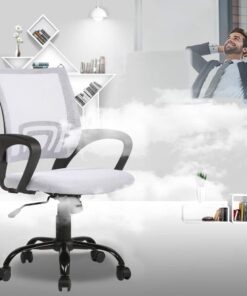 Ergonomic Office Chair Mesh Cheap Desk Chair Task Computer Chair Lumbar Support Modern Executive Adjustable Rolling Swivel Chair for Back Pain, White 20 61tAEdSO kL