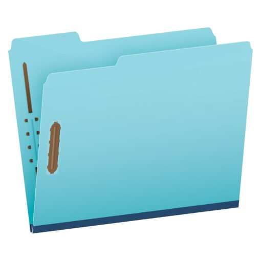 Globe Weis Pendaflex Pressboard Fastener Folders, Letter Size, Light Blue, 1" Expansion, 1/3 Cut, 25/BX (615F21-3BLU)