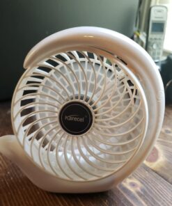 Karecel Rechargeable Fan Battery Operated Mini Desk Fan, 3 Speeds USB Personal Fan Portable Small Table Quiet Fan with True Long Life Battery, Strong Wind Desktop Fan for Travel Camping Office Home White 39 61tAa6T I0L