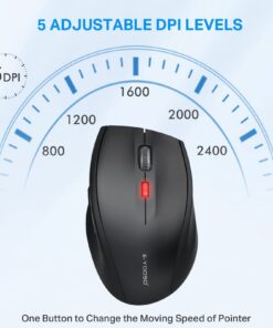 E-YOOSO Bluetooth Wireless Mouse, 3 Modes Bluetooth 5.0 & 3.0 Mouse 2.4GHz Ergonomic Wireless Optical Mouse with USB Nano Receiver, 5 Adjustable DPI Levels, 6 Buttons for Laptop, MacBook, iPad, PC Black(Bluetooth+Wireless) 34 61tAaW5V6yL