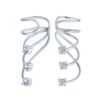 Minimalist Signal Triple Spiral CZ Curved Crawlers Wire Cartilage Ear Pin Cuff Wrap Earring For Women Teen Rose 14K Yellow Gold Plated .925 Sterling Silver Triple Spiral Silver 31 61tAxDRVc6S