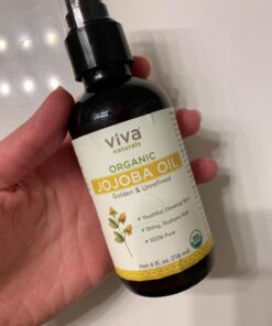 Viva Naturals Jojoba Oil Organic Cold Pressed Unrefined - 100% Pure Jojoba Oil for Skin, Natural Face Moisturizer and Hair Moisturizer, USDA Certified Organic Face Oil for Skin Care DIY, 4 fl. oz 4 Fl Oz (Pack of 1) 61 61tCV 6gyL