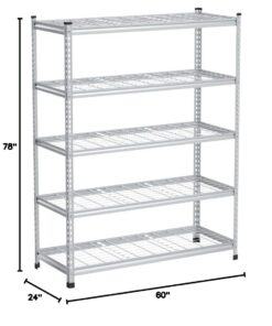 Amazon Basics Heavy Duty Storage Shelving Unit, Double Post, 5 Shelf, High-Grade Aluminum, Silver, 60 x 24 x 78 Inch 30 61tCob4DBPL