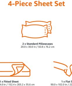 Amazon Basics Lightweight Super Soft Easy Care Microfiber 4-Piece Bed Sheet Set with 14-Inch Deep Pockets, Queen, Black, Solid 23 61tDQASljyL