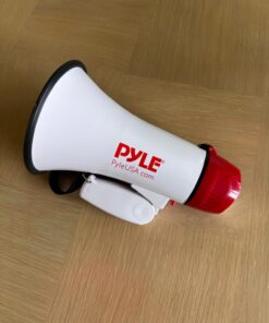 Pyle Megaphone Speaker PA Bullhorn - 20 Watts & Adjustable Vol Control w/ Built-in Siren & 800 Yard Range for Football, Baseball, Hockey, Cheerleading Fans & Coaches or for Safety Drills - PMP20,White 36 61tEEWZM55L 1