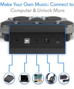 Pyle Pro Electronic Drum kit - Portable Electric Tabletop Drum Set Machine with Digital Panel, 7 Drum Pad, Hi-Hat / Kick Bass Pedal Controller USB AUX -Tom Toms, Hi-Hat, Snare Drums, Cymbals - PTED06 19 61tF8cki8PL