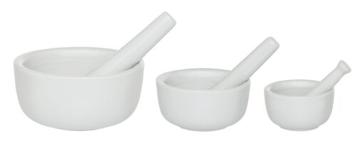 HIC Kitchen Mortar and Pestle Set, Fine-White Porcelain, 3 Sizes, Grinding, Spice Crusher, Pill Grinder, Nut Butter, Herb Paste Maker, Heat Resistant, Lead-Free, Cadmium-Free, Dishwasher Safe