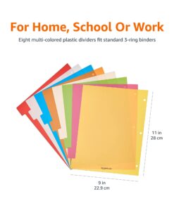 Amazon Basics 3-Ring Binder Plastic Divider Set, 3-Hole Punched Letter Size 8-Tab Dividers, 6 Pack, Assorted Color 16 61tFqwxl0VL
