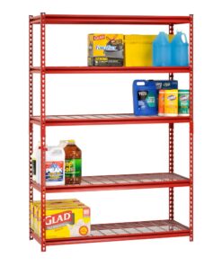 Muscle Rack UR184872-R 5-Shelf Steel Shelving Unit, 48" Width x 72" Height x 18" Length, Red 72" Height x 60" Width x 24" Depth 23 61tGnldzyUL