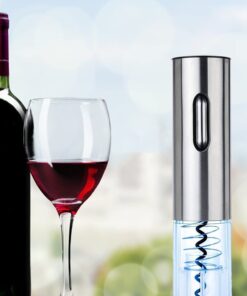 GOSCIEN Electric Wine Opener, Automatic Electric Wine Bottle Corkscrew Opener, Rechargeable Stainless Steel Cordless Electric Wine Bottle Opener Gift Set with Foil Cutter, USB Charging Cable Silver 12 61tGu X6M S