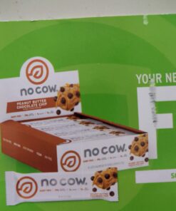 No Cow High Protein Bars, Peanut Butter Chocolate Chip, 20g Plant Based Vegan Protein, Keto, Low Sugar, Low Carb, Low Calorie, Gluten Free, Naturally Sweetened, Dairy Free, Non GMO, Kosher, 12 Pack 12 Count (Pack of 1) 26 61tHVw7NQDL