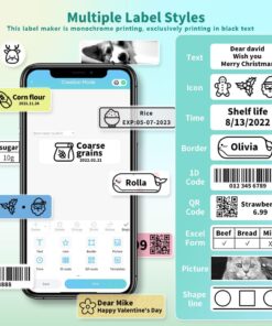 Phomemo D30 Label Maker Machine with Tape, Portable Bluetooth Printer, Small Smart Phone Handheld Sticker Mini Labeler Multiple Templates Font Icon Easy to Use Inkless Rechargeable F Office Home Green 36 61tIJfd4WWL